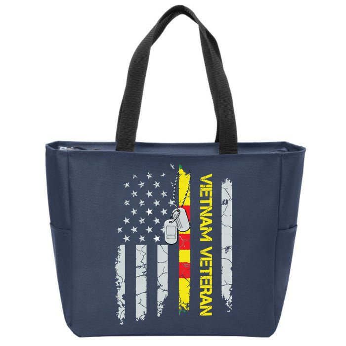 Army Vietnam Veteran Usa Flag Veteran Vietnam Army Zip Tote Bag