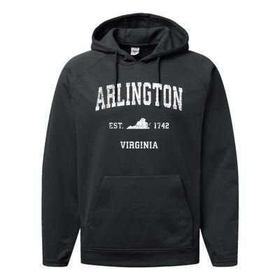 Arlington Virginia Va Vintage Sports Performance Fleece Hoodie