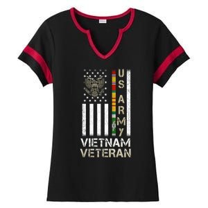 Army Vietnam Veteran Usa Flag Gift Veteran Grandpa Ladies Halftime Notch Neck Tee