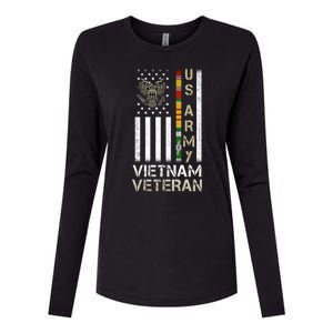 Army Vietnam Veteran Usa Flag Gift Veteran Grandpa Womens Cotton Relaxed Long Sleeve T-Shirt