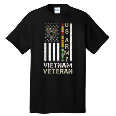 Army Vietnam Veteran Usa Flag Gift Veteran Grandpa Tall T-Shirt