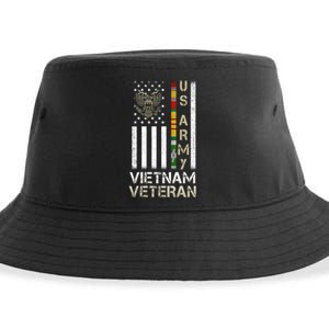 Army Vietnam Veteran Usa Flag Gift Veteran Grandpa Sustainable Bucket Hat