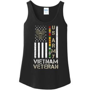 Army Vietnam Veteran Usa Flag Gift Veteran Grandpa Ladies Essential Tank