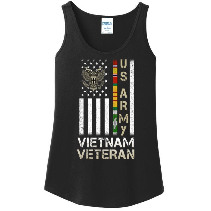 Army Vietnam Veteran Usa Flag Gift Veteran Grandpa Ladies Essential Tank