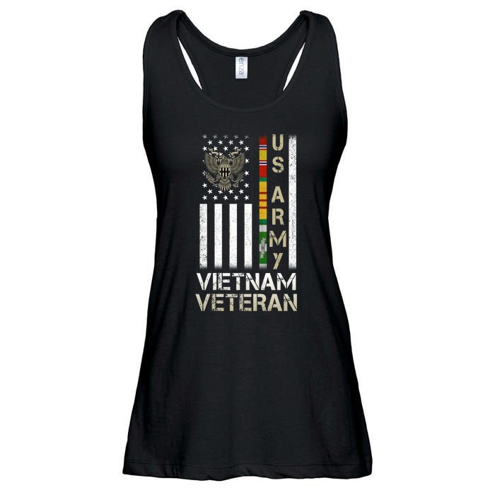 Army Vietnam Veteran Usa Flag Gift Veteran Grandpa Ladies Essential Flowy Tank