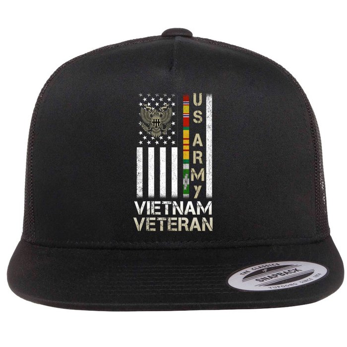 Army Vietnam Veteran Usa Flag Gift Veteran Grandpa Flat Bill Trucker Hat