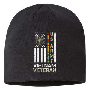 Army Vietnam Veteran Usa Flag Gift Veteran Grandpa Sustainable Beanie