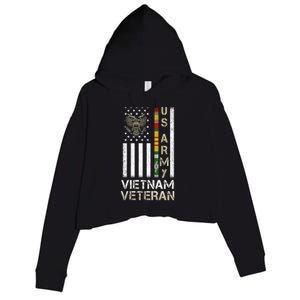 Army Vietnam Veteran Usa Flag Gift Veteran Grandpa Crop Fleece Hoodie