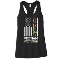 Army Vietnam Veteran Usa Flag Gift Veteran Grandpa Women's Racerback Tank