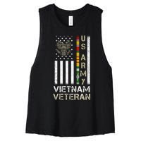 Army Vietnam Veteran Usa Flag Gift Veteran Grandpa Women's Racerback Cropped Tank