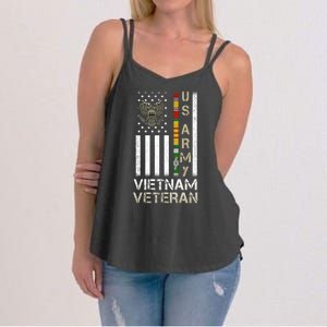 Army Vietnam Veteran Usa Flag Gift Veteran Grandpa Women's Strappy Tank