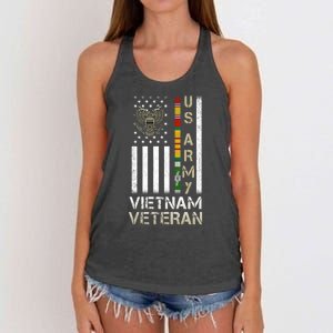 Army Vietnam Veteran Usa Flag Gift Veteran Grandpa Women's Knotted Racerback Tank