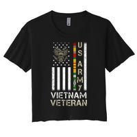 Army Vietnam Veteran Usa Flag Gift Veteran Grandpa Women's Crop Top Tee