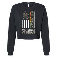 Army Vietnam Veteran Usa Flag Gift Veteran Grandpa Cropped Pullover Crew