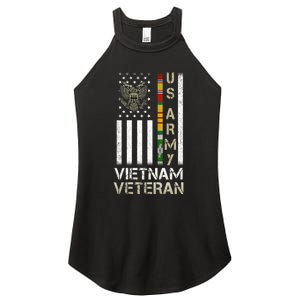 Army Vietnam Veteran Usa Flag Gift Veteran Grandpa Women's Perfect Tri Rocker Tank