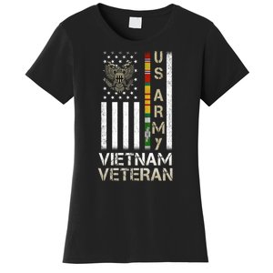 Army Vietnam Veteran Usa Flag Gift Veteran Grandpa Women's T-Shirt