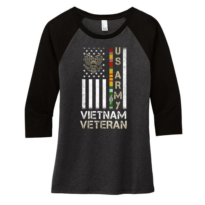 Army Vietnam Veteran Usa Flag Gift Veteran Grandpa Women's Tri-Blend 3/4-Sleeve Raglan Shirt