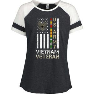 Army Vietnam Veteran Usa Flag Gift Veteran Grandpa Enza Ladies Jersey Colorblock Tee