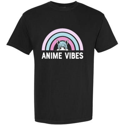 Anime Vibes Vintage Rainbow With Anime Girl Garment-Dyed Heavyweight T-Shirt