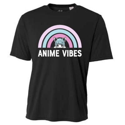 Anime Vibes Vintage Rainbow With Anime Girl Cooling Performance Crew T-Shirt