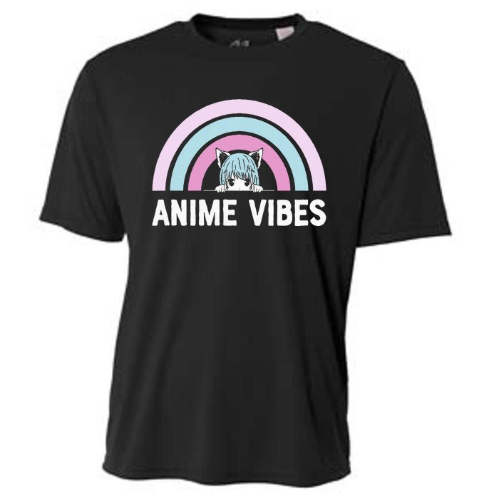 Anime Vibes Vintage Rainbow With Anime Girl Cooling Performance Crew T-Shirt