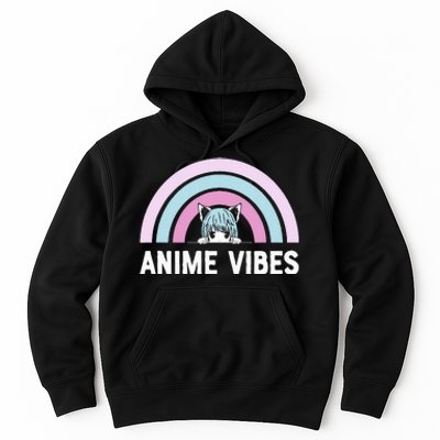 Anime Vibes Vintage Rainbow With Anime Girl Hoodie