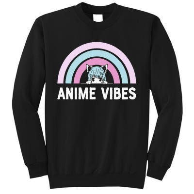 Anime Vibes Vintage Rainbow With Anime Girl Sweatshirt