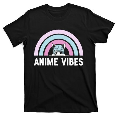 Anime Vibes Vintage Rainbow With Anime Girl T-Shirt