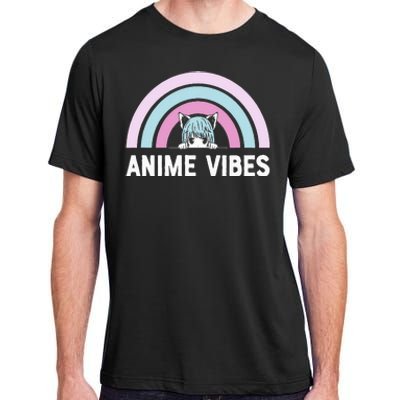 Anime Vibes Vintage Rainbow With Anime Girl Adult ChromaSoft Performance T-Shirt