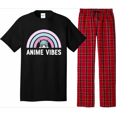 Anime Vibes Vintage Rainbow With Anime Girl Pajama Set