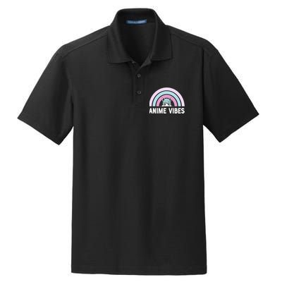 Anime Vibes Vintage Rainbow With Anime Girl Dry Zone Grid Polo