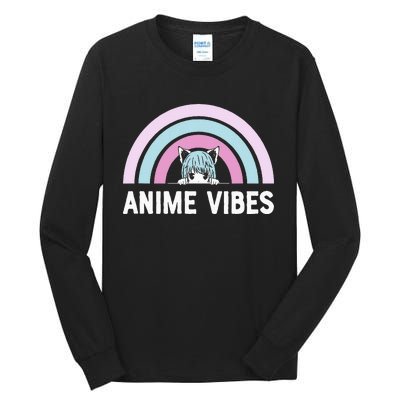 Anime Vibes Vintage Rainbow With Anime Girl Tall Long Sleeve T-Shirt