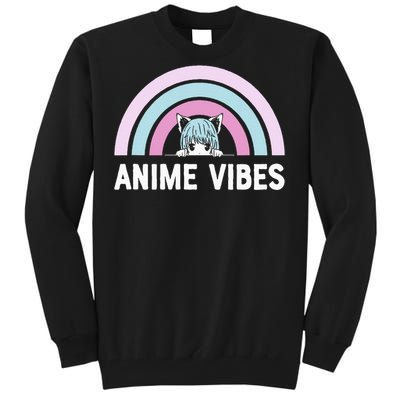 Anime Vibes Vintage Rainbow With Anime Girl Tall Sweatshirt