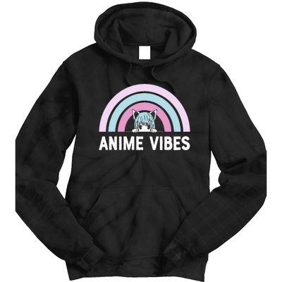 Anime Vibes Vintage Rainbow With Anime Girl Tie Dye Hoodie