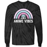 Anime Vibes Vintage Rainbow With Anime Girl Tie-Dye Long Sleeve Shirt