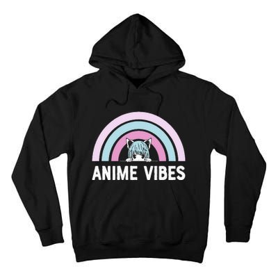 Anime Vibes Vintage Rainbow With Anime Girl Tall Hoodie