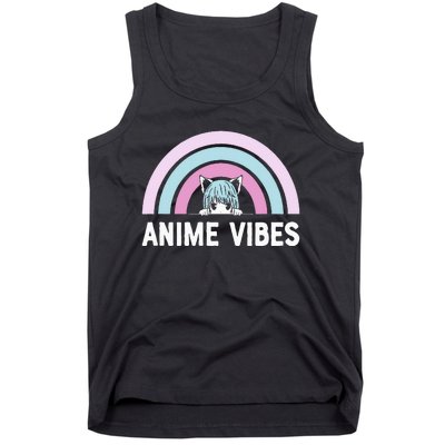 Anime Vibes Vintage Rainbow With Anime Girl Tank Top