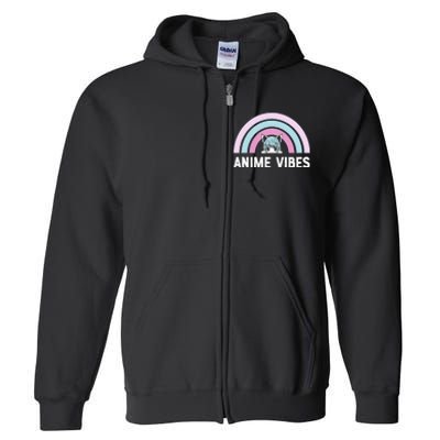 Anime Vibes Vintage Rainbow With Anime Girl Full Zip Hoodie