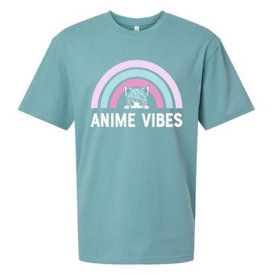 Anime Vibes Vintage Rainbow With Anime Girl Sueded Cloud Jersey T-Shirt