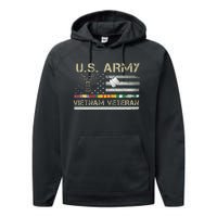 Army Vietnam Veteran USA Flag Veteran Vietnam Army Performance Fleece Hoodie