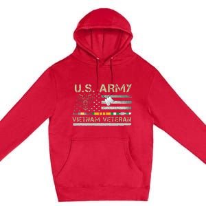 Army Vietnam Veteran USA Flag Veteran Vietnam Army Premium Pullover Hoodie