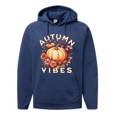 Autumn Vibes Women Pumpkin Fall Graphic Thanksgiving Performance Fleece Hoodie