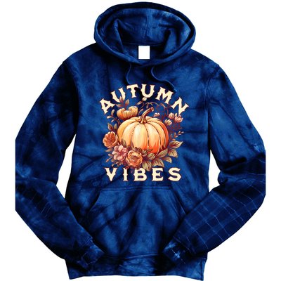 Autumn Vibes Women Pumpkin Fall Graphic Thanksgiving Tie Dye Hoodie