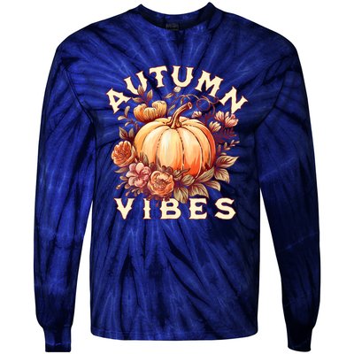 Autumn Vibes Women Pumpkin Fall Graphic Thanksgiving Tie-Dye Long Sleeve Shirt