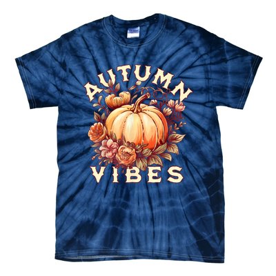 Autumn Vibes Women Pumpkin Fall Graphic Thanksgiving Tie-Dye T-Shirt