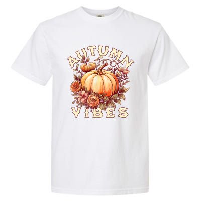 Autumn Vibes Women Pumpkin Fall Graphic Thanksgiving Garment-Dyed Heavyweight T-Shirt