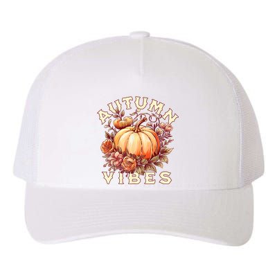 Autumn Vibes Women Pumpkin Fall Graphic Thanksgiving Yupoong Adult 5-Panel Trucker Hat