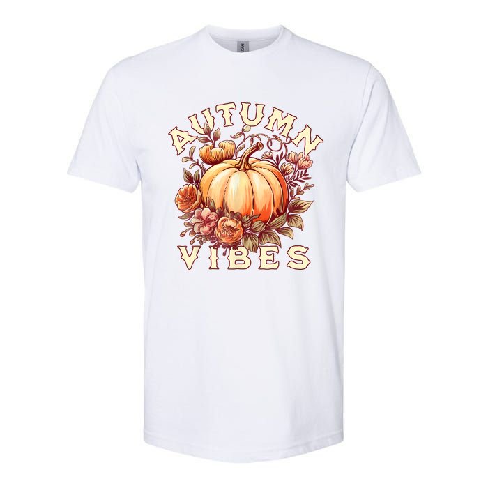 Autumn Vibes Women Pumpkin Fall Graphic Thanksgiving Softstyle CVC T-Shirt