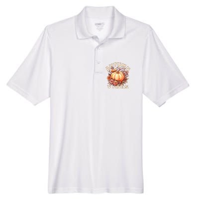 Autumn Vibes Women Pumpkin Fall Graphic Thanksgiving Men's Origin Performance Piqué Polo