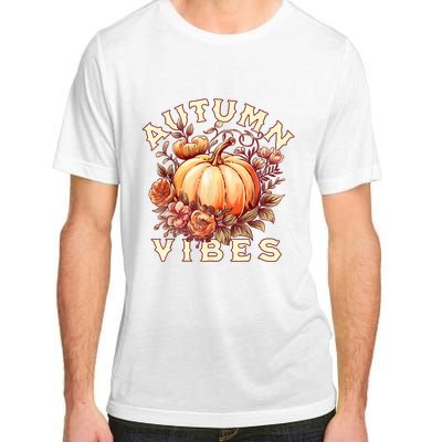 Autumn Vibes Women Pumpkin Fall Graphic Thanksgiving Adult ChromaSoft Performance T-Shirt